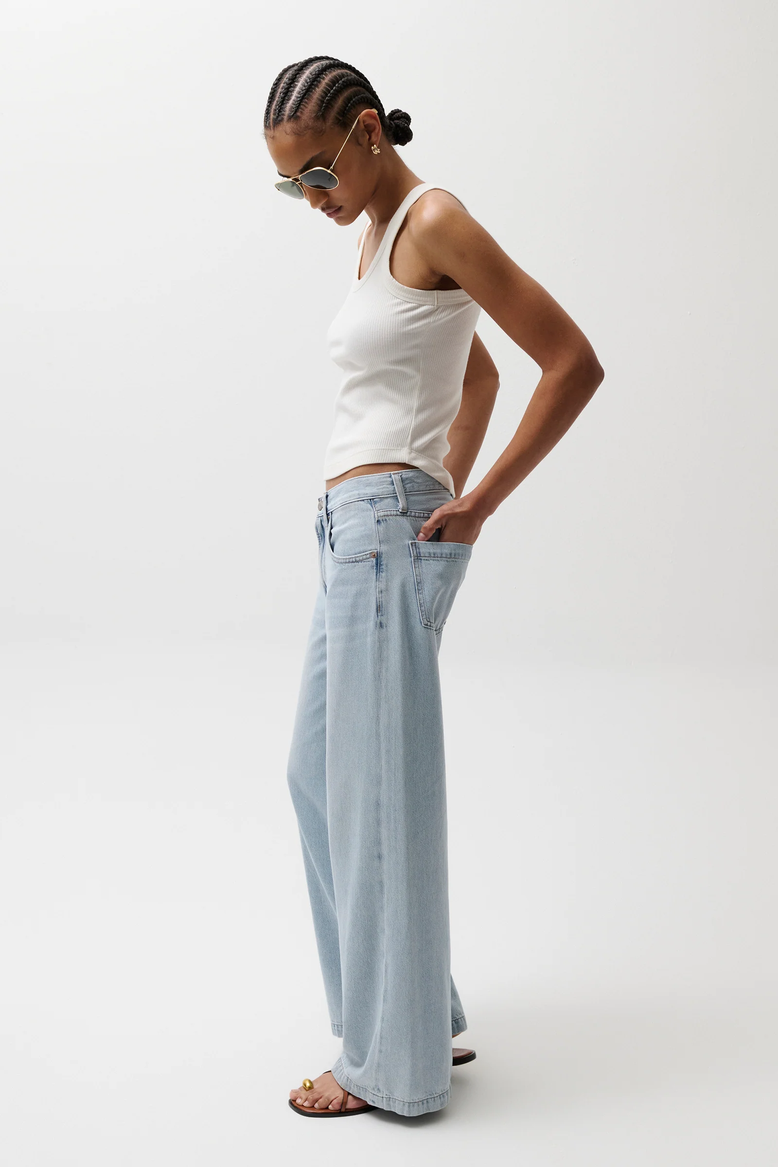 PETITE Jadyn Low Slung Palazzo Jean - Chateau - Image 4