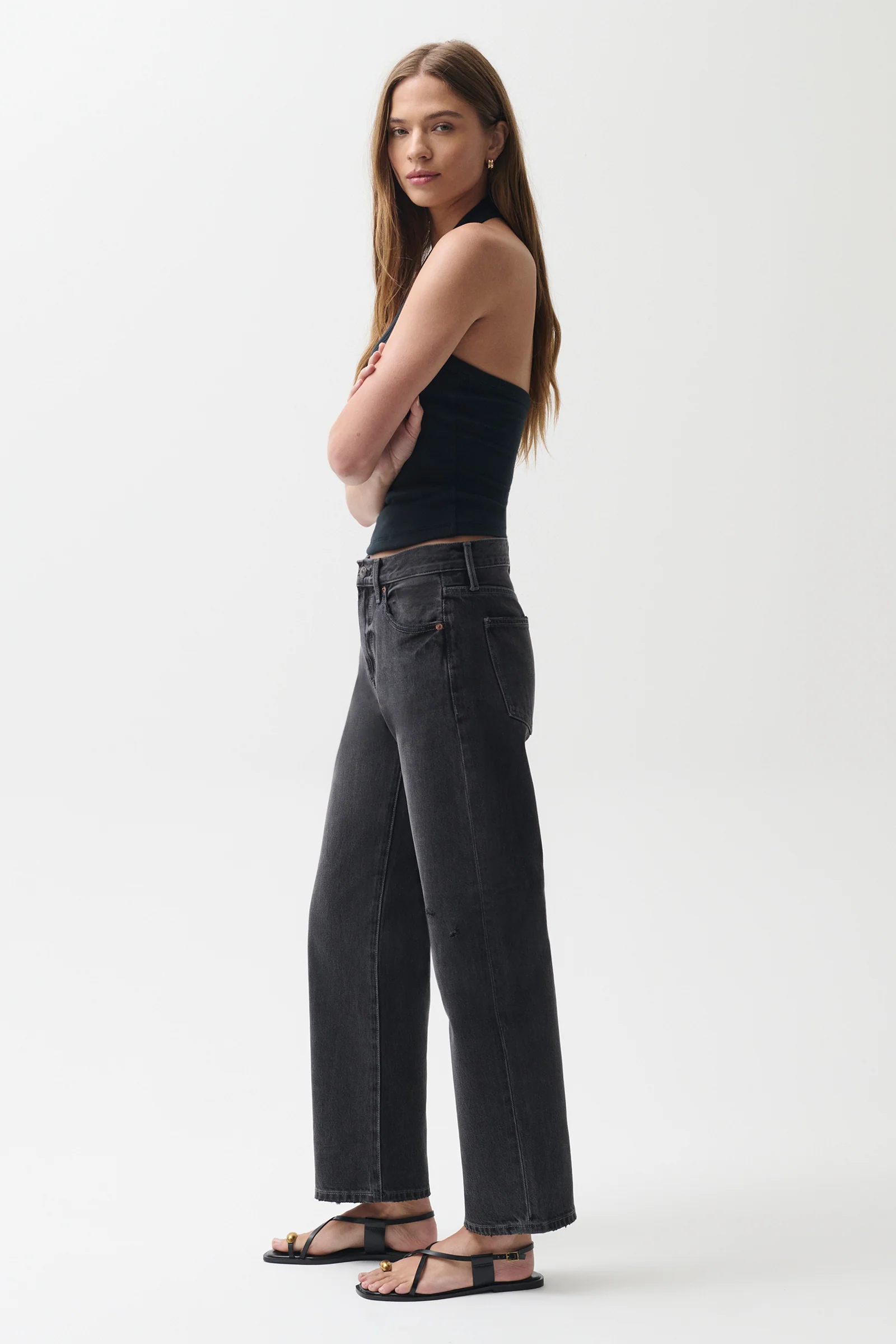 PETITE Lexi Mid Rise Bowed Straight Jean - Mercury - Image 3